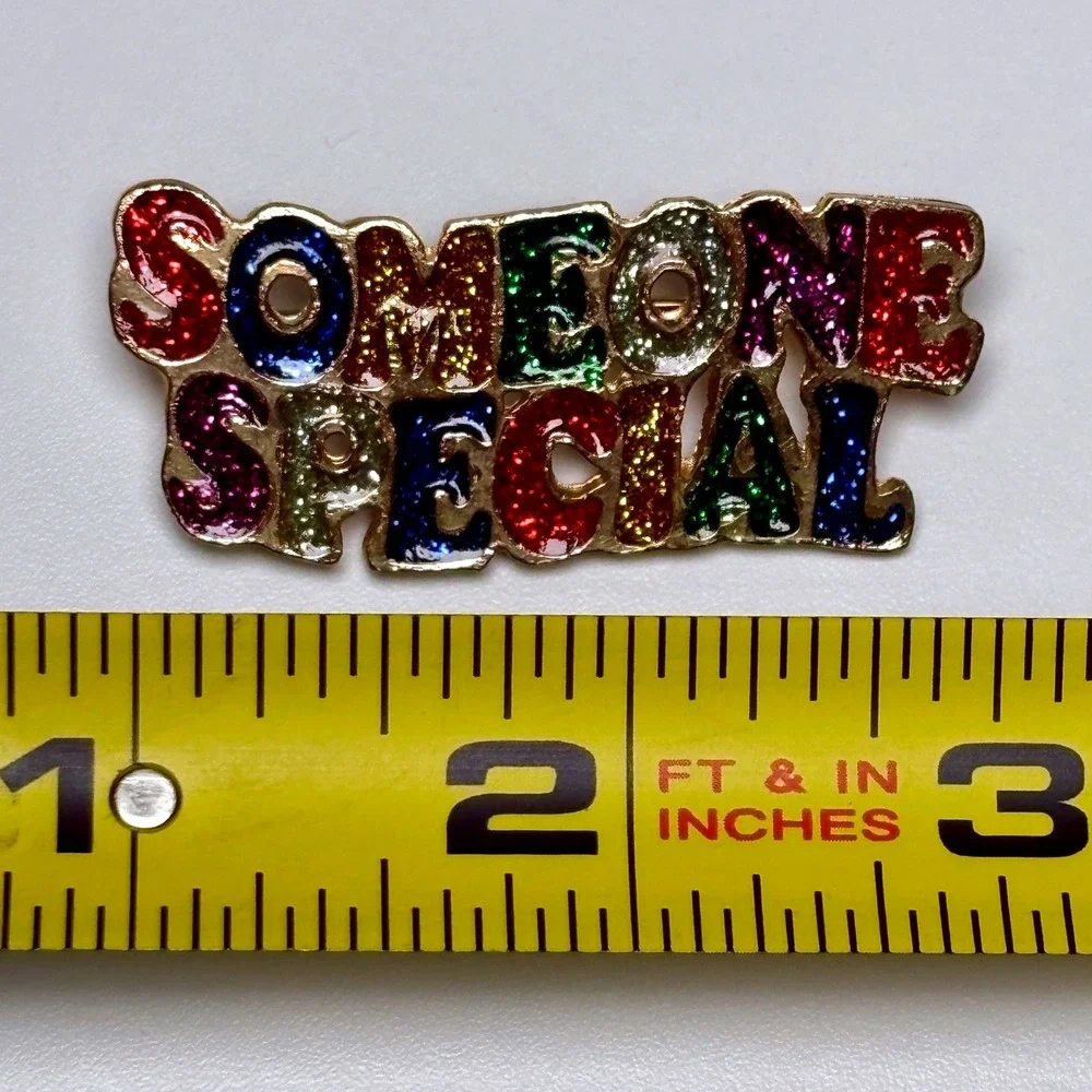 Glitter Someone Special Enamel Brooch Retro Kitsch rainbow Y2k Kidcore 90s